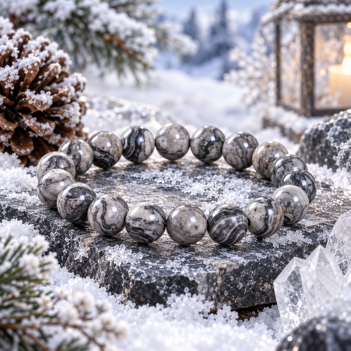 Bracelet Jaspe Picasso Gris A+