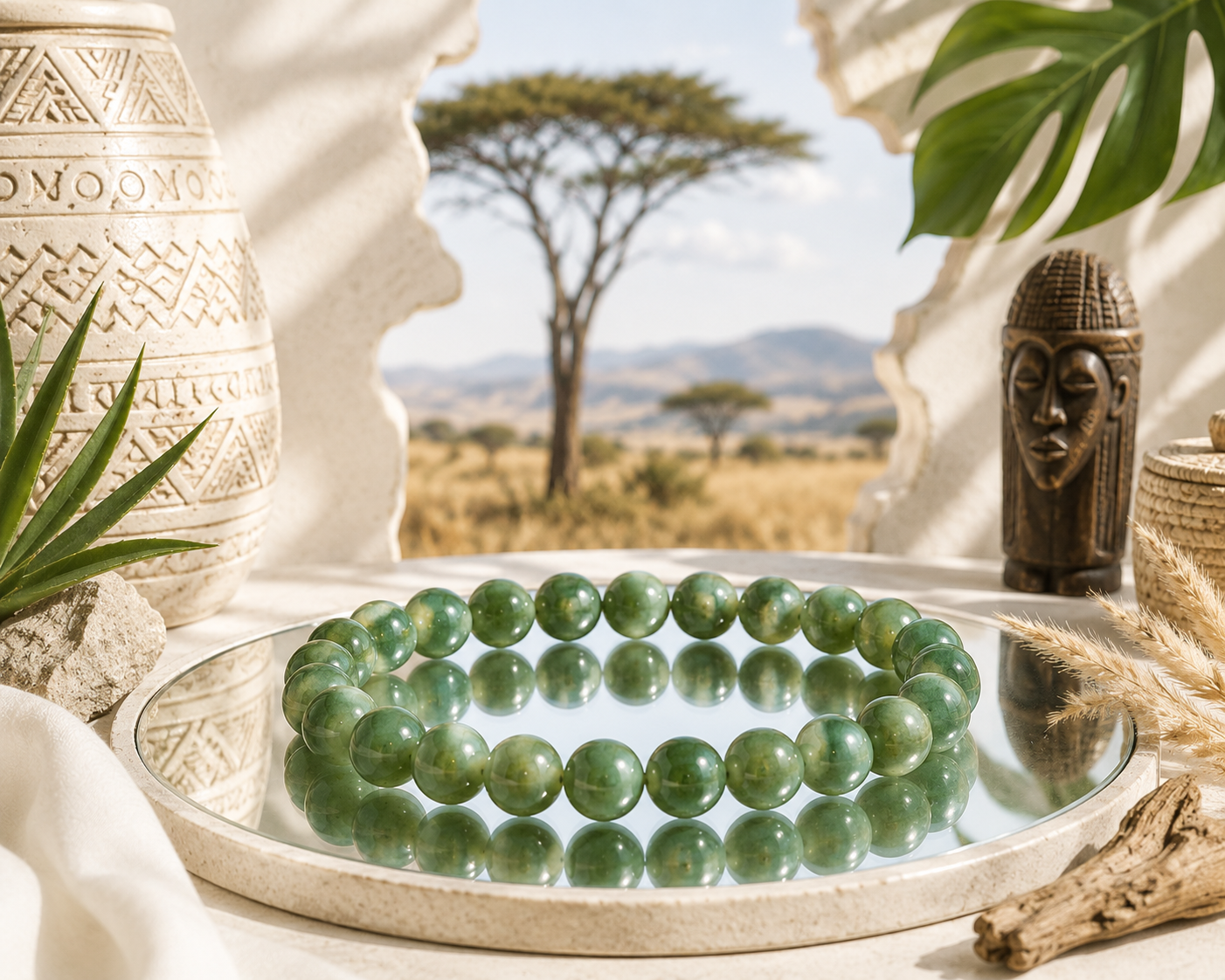 Bracelet en Jade Vert d’Afrique Qualité AA