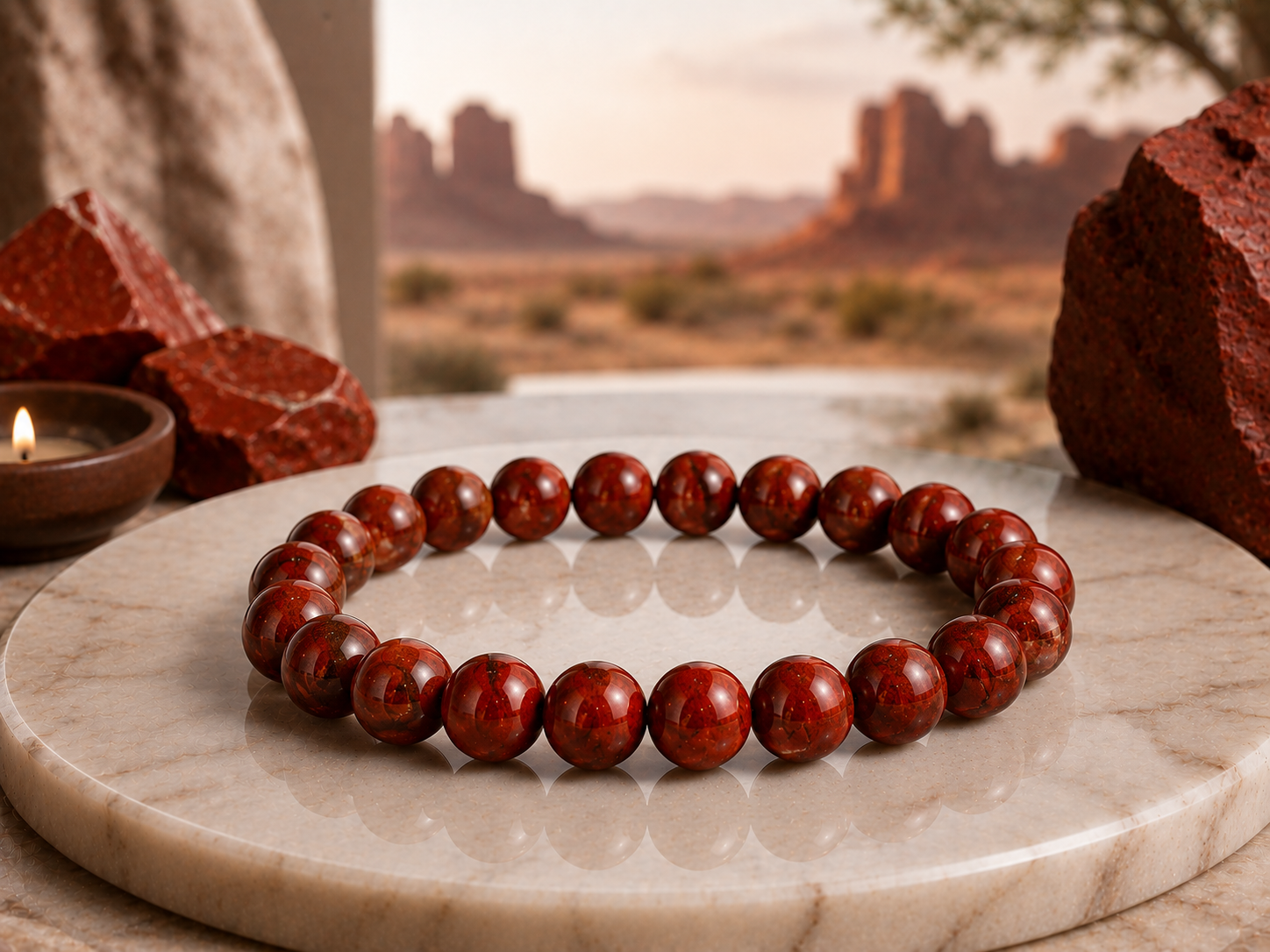 Bracelet en Jaspe Rouge Qualité A