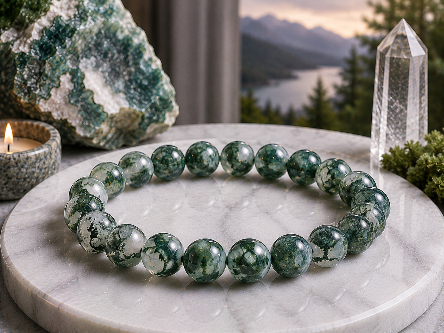 Bracelet en Agate Mousse Qualité A