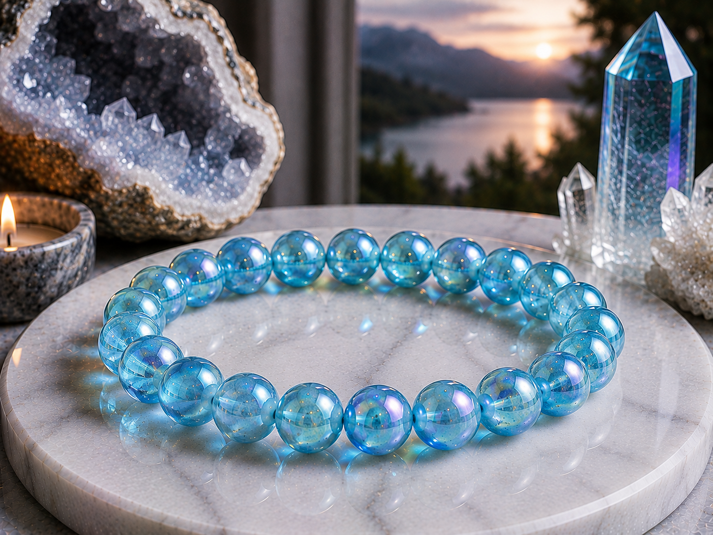 Bracelet en Aqua Aura Bleu Qualité A+