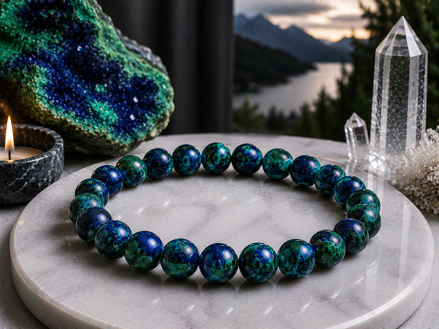 Bracelet en Azurite-Malachite Qualité A+