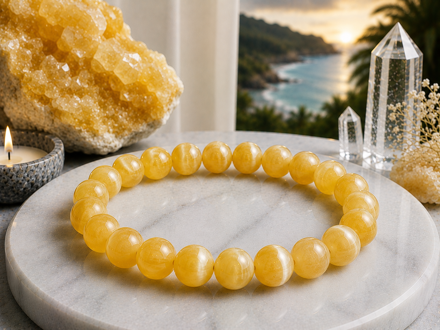 Bracelet en Calcite Jaune Qualité A